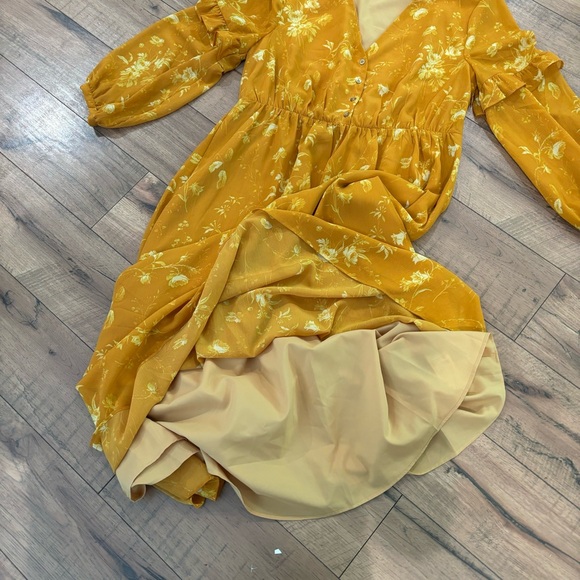 Madewell Ruffle Sleeve Button Front Dress Tonal Brown Size 6 - Picture 6 of 13